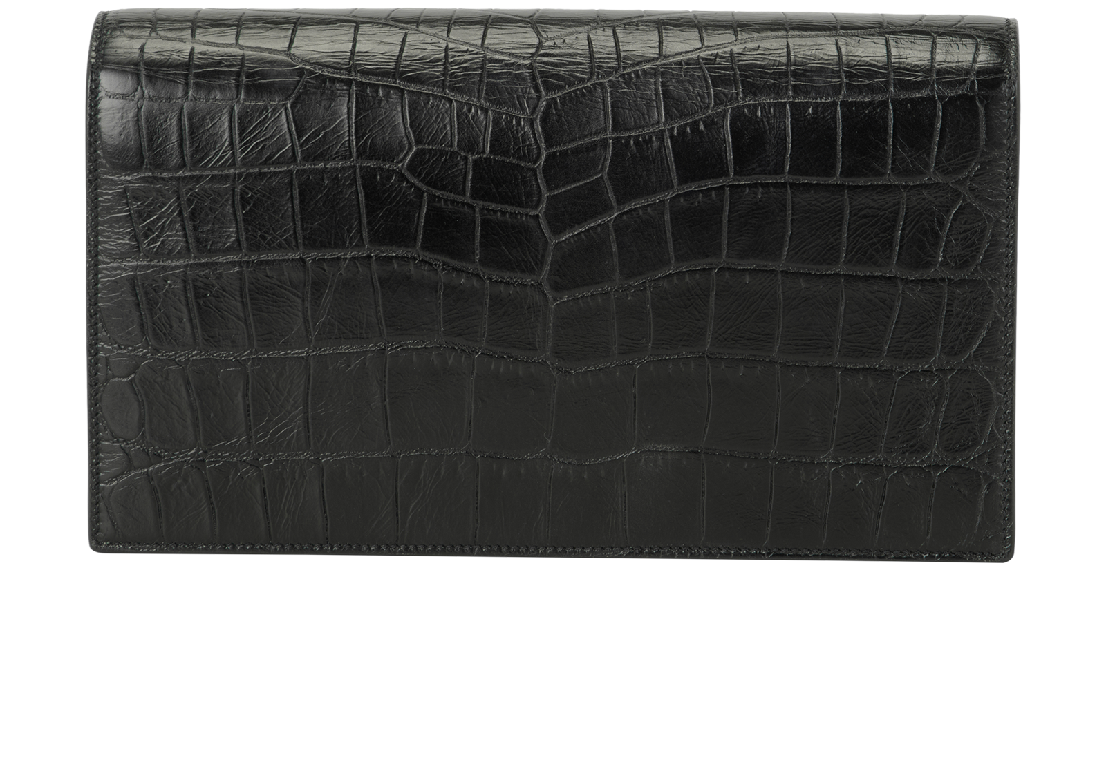 Croc Embossed Monogramme Clutch, &pound;650, Handbags, Black, Leather, Back view